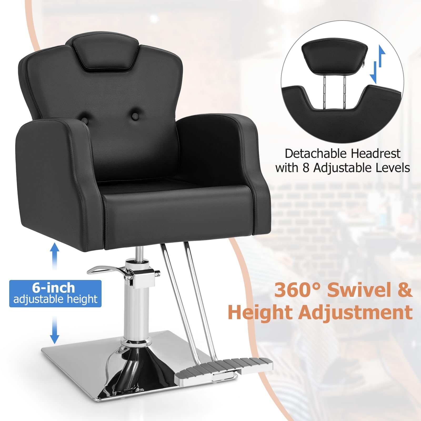 Giantex Barber Chair, Salon Chair with Adjustable Seat Height 