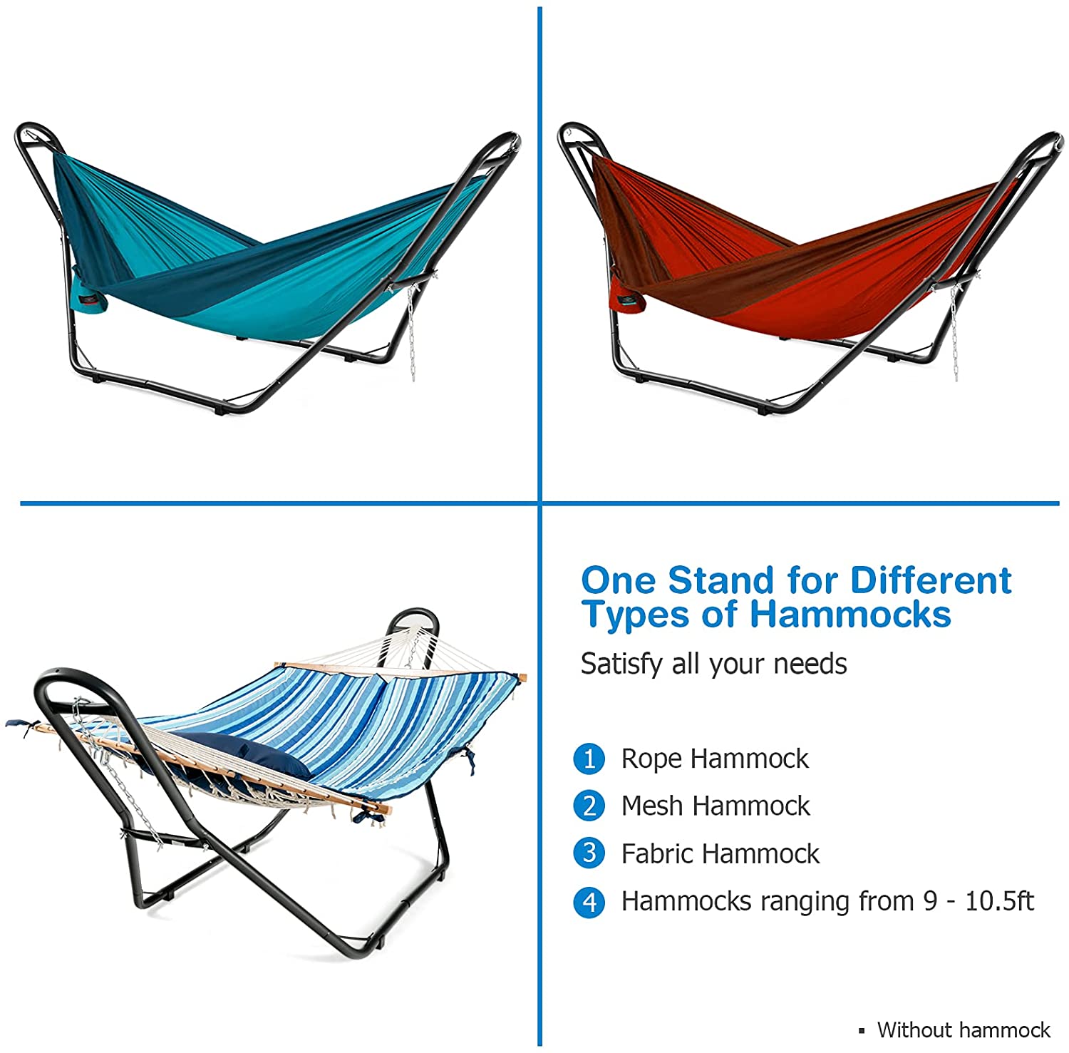 Giantex Multi-Use Universal Hammock Stand, 550LBS Capacity Adjustable Heavy Duty Hammock (Black) 