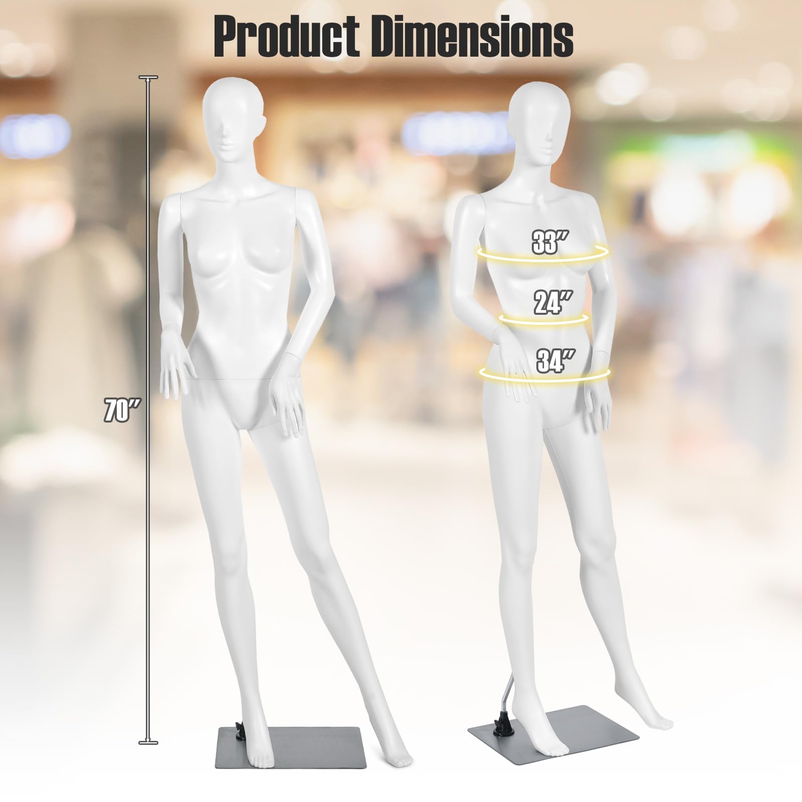 Giantex 70" Female Mannequin, Full Body Torso Manikin Dress Form 