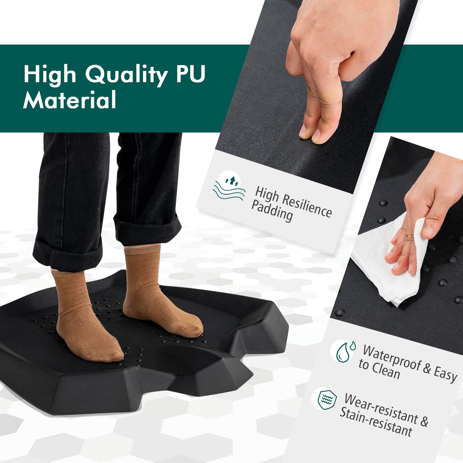 Giantex Anti Fatigue Mat, Not-Flat Standing Mat w/ Foot Massage Points Diverse Terrain & Beveled Edges