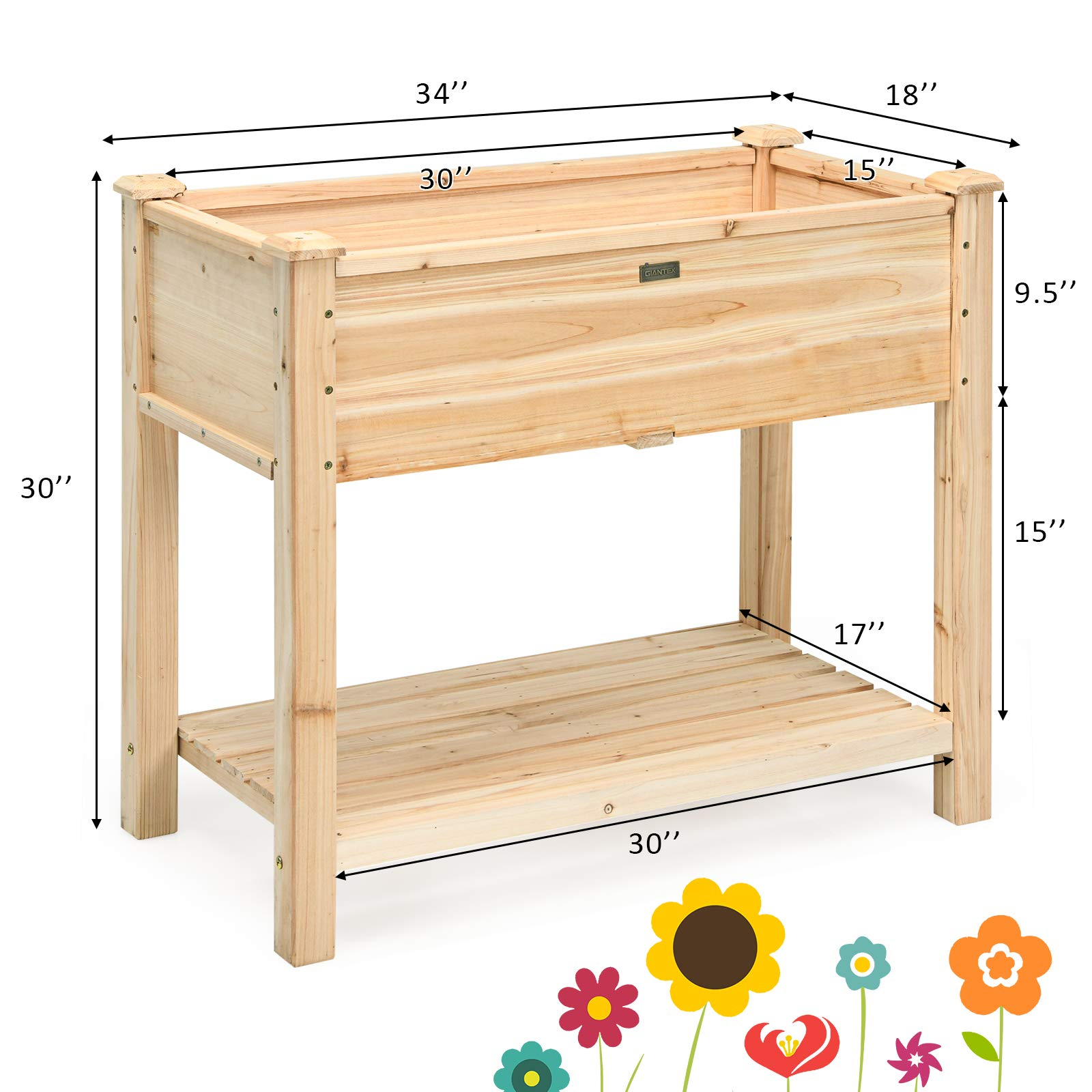 Outdoor Planter Box W/Shelf for Garden Patio Backyard 