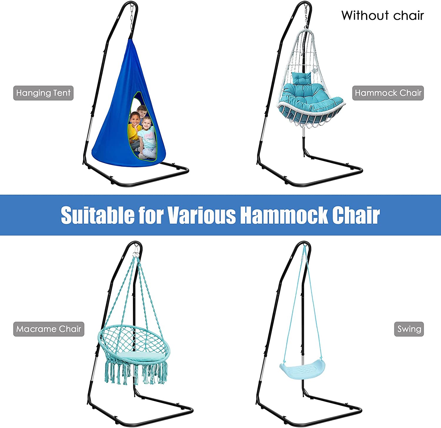 Giantex Adjustable Hammock Chair Stand, Height Adjust from 78.5" to 98.5" 