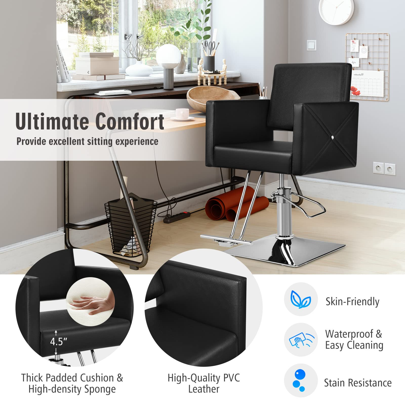Makeup Hair Salon Chairs for Hair Stylist, Load up 330 LBS 