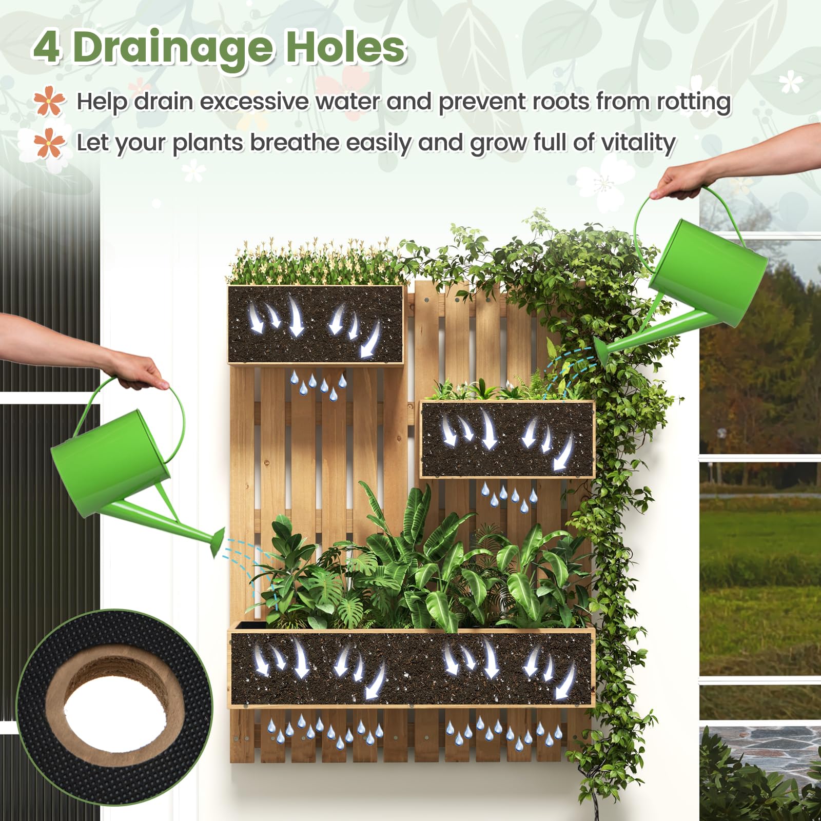 Giantex Wall-Mounted Raised Garden Bed w/Trellis Board 