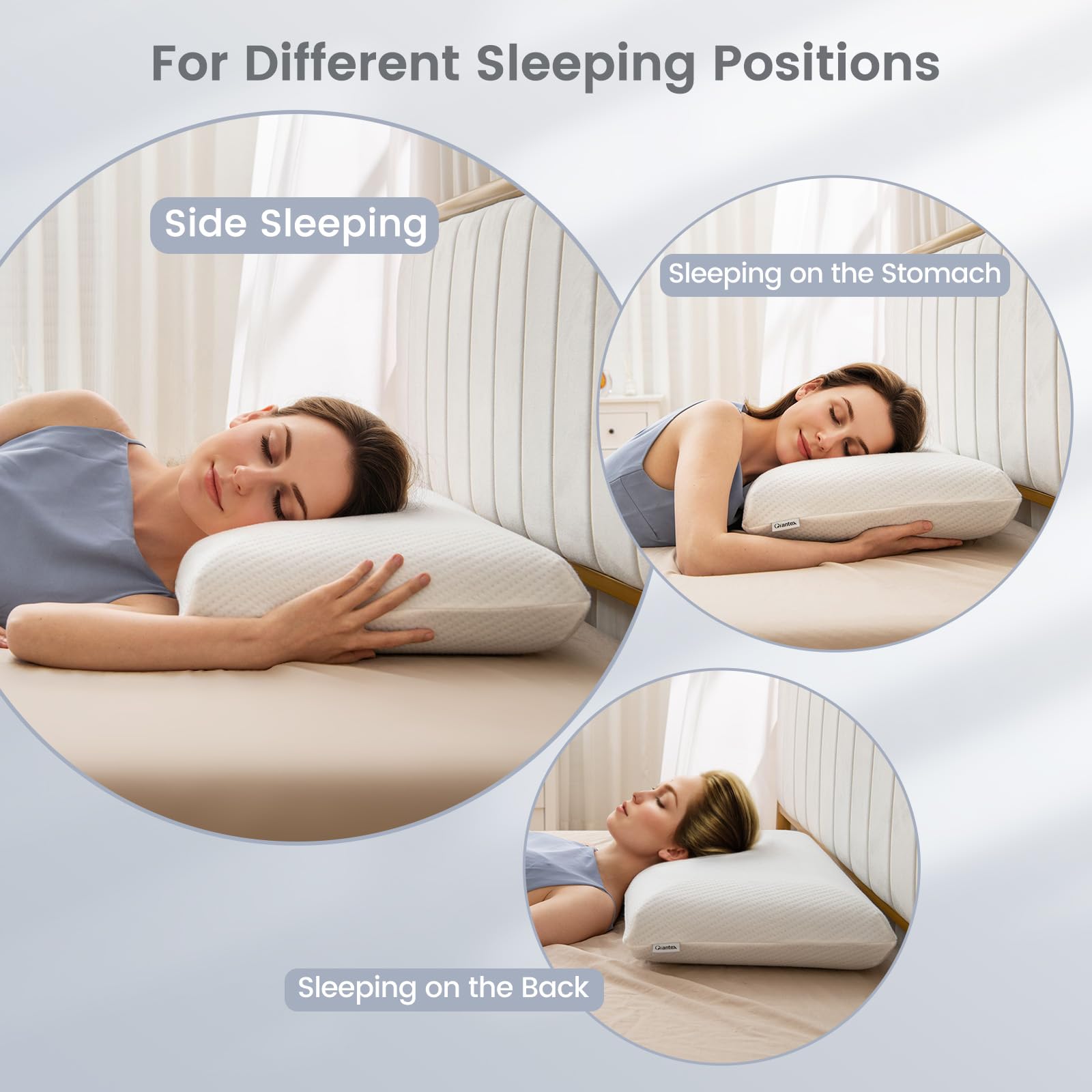 Giantex Charcoal Memory Foam Pillow 2 Pack, 3D Cutting Ventilated Pillows with Washable Cover, Back & Side Sleeper Pillows 