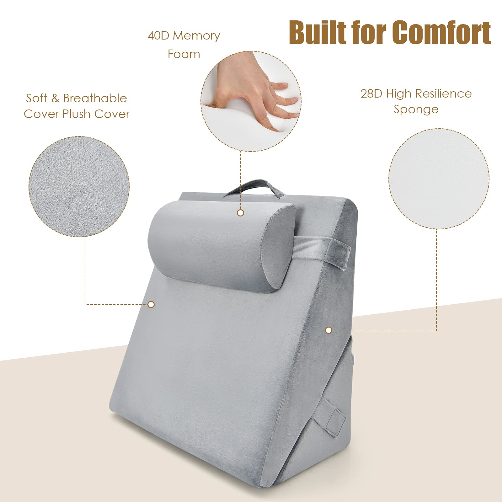 Giantex Wedge Pillow, Memory Foam Incline Pillows with Head Support 
