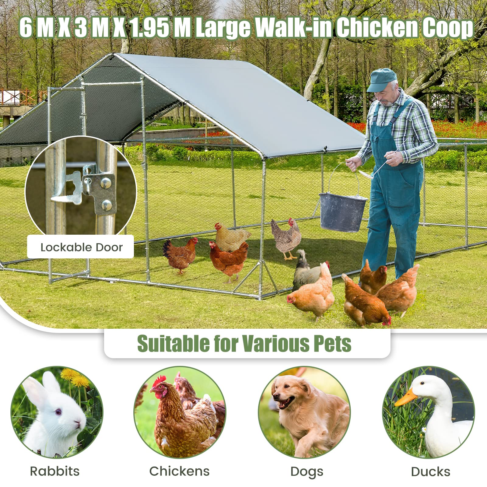 Giantex 20ft Large Metal Chicken Coop 