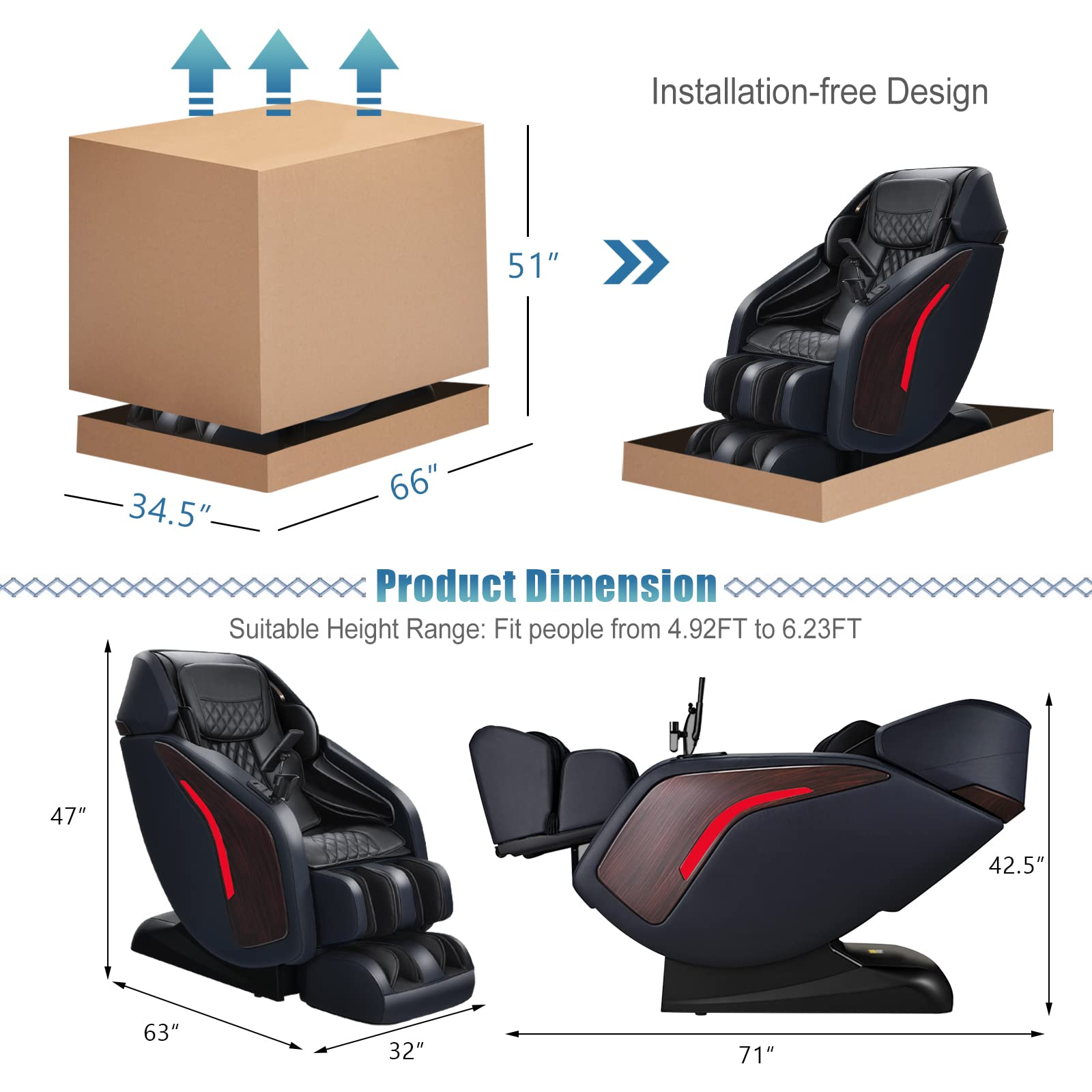 Giantex Full Body Massage Chair 3D, Thai Yoga Stretch SL Track Zero Gravity Massage Recliner w/Air Cell Massage 