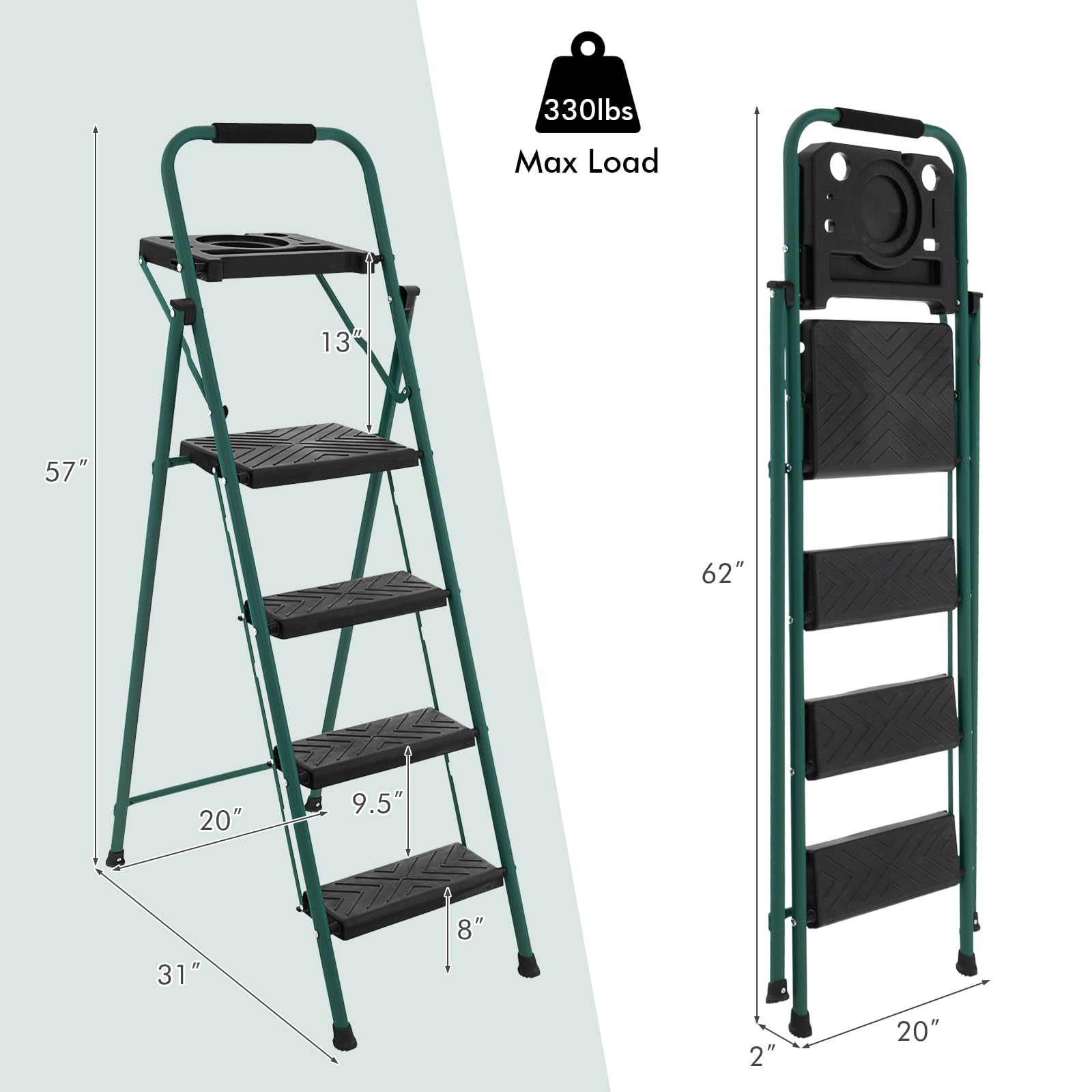 Giantex 4 Step Ladder with Utility Tray, Folding Step Stool with Anti-Slip Footpads 