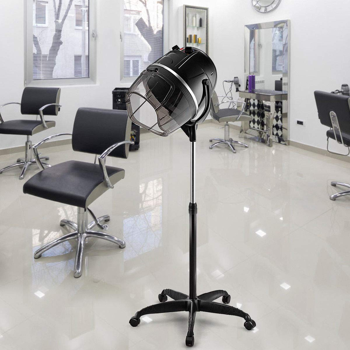 Giantex Adjustable Hood Floor Hair Bonnet DRYER Stand Up Rolling Base Salon Wheels 
