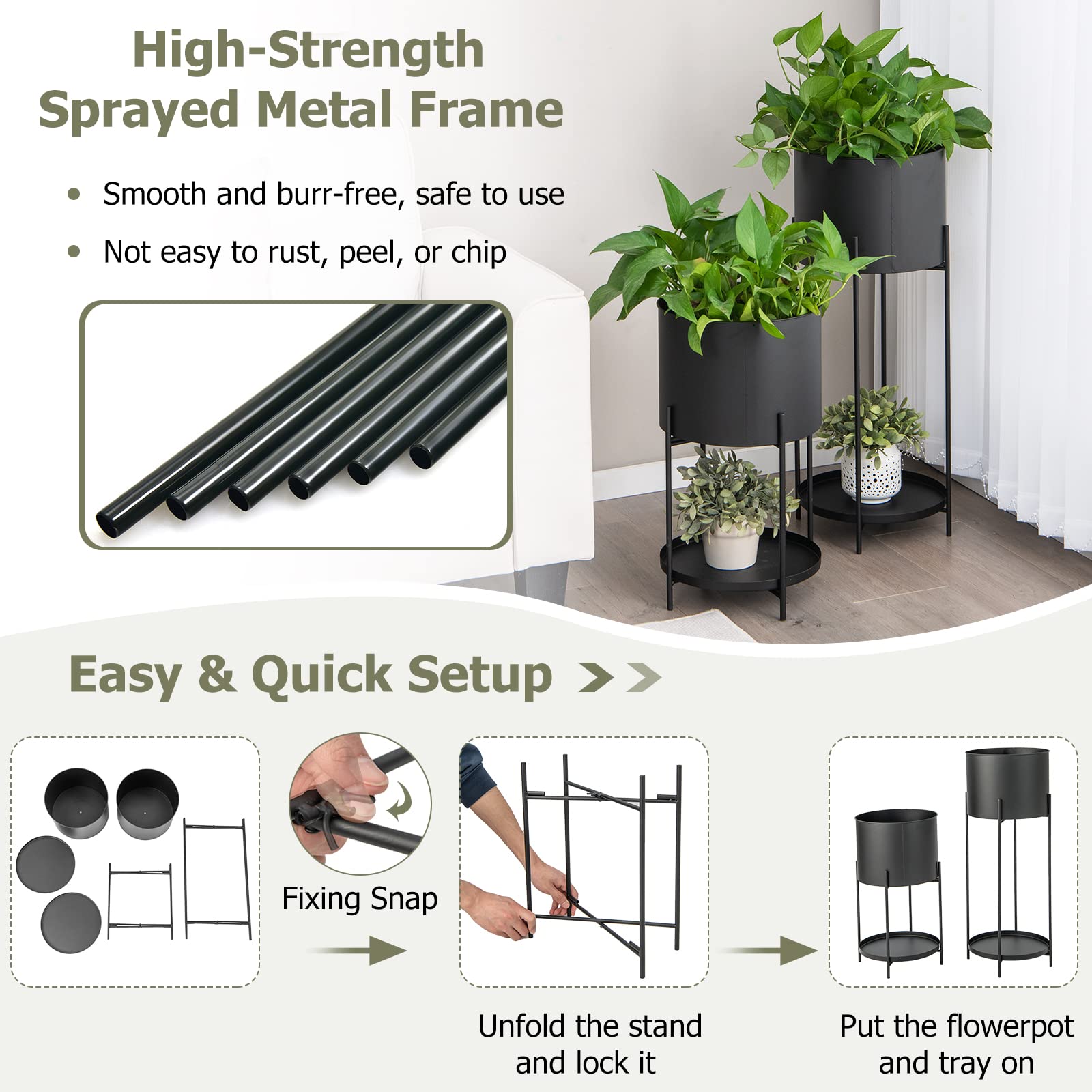Giantex Set of 2 Round Pot Planter 