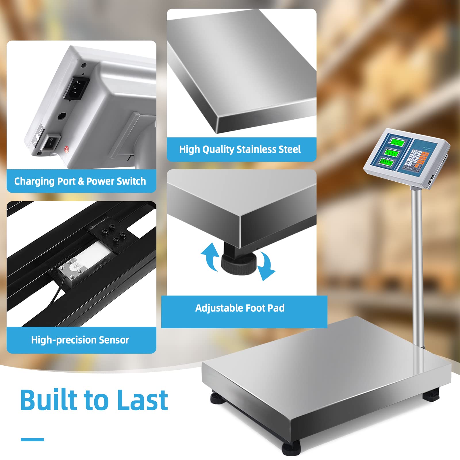 Giantex 660 LBS Weight Computing Platform Scale, with LB/KG Switchable, AC/DC Power Supply 