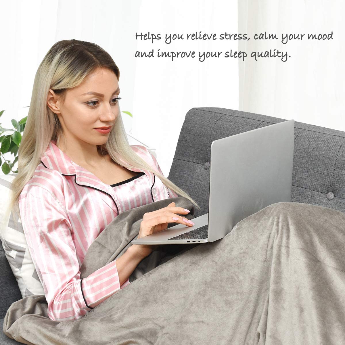 Giantex Weighted Blanket with Removable Cover, 15lbs |48"x72"| Twin Size 