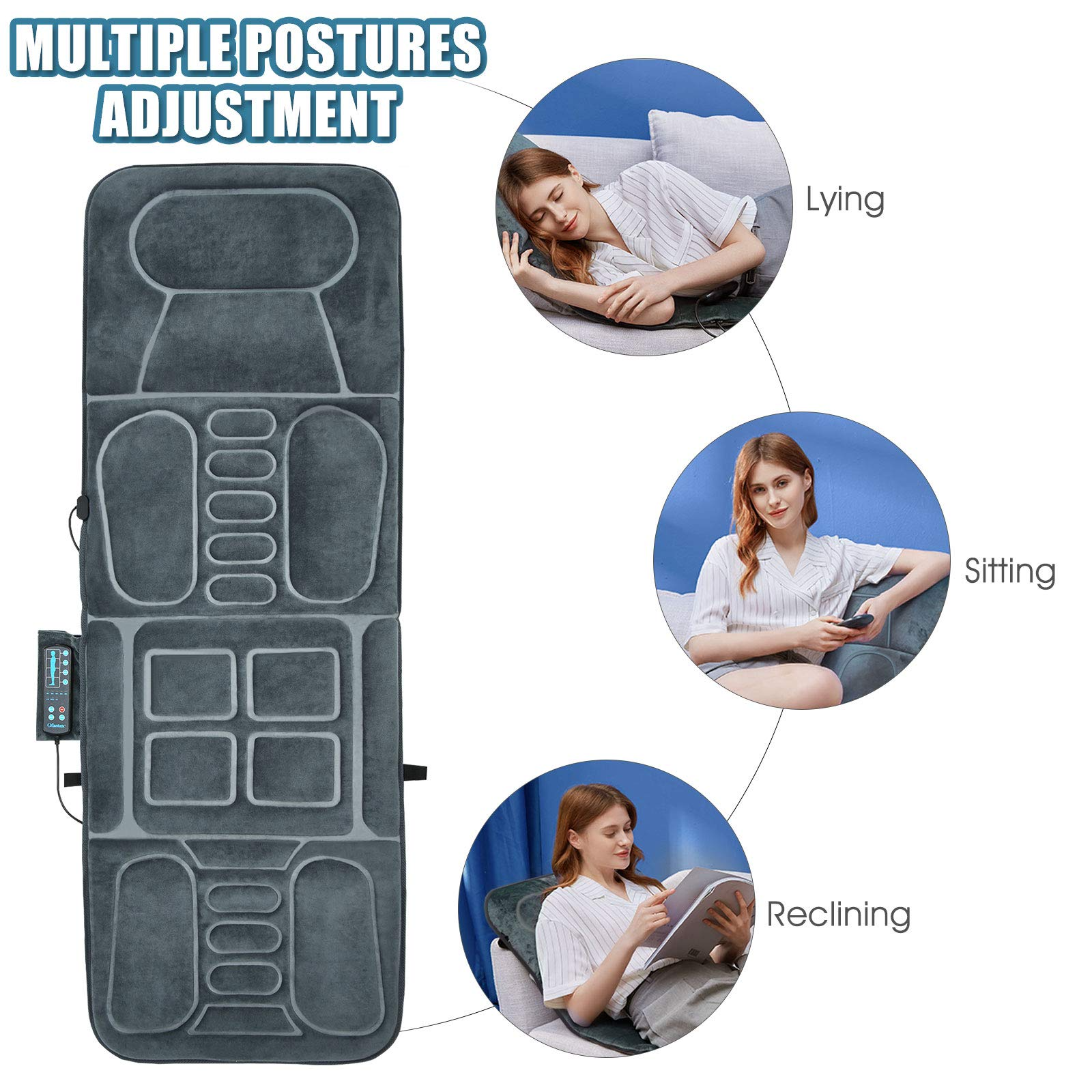 Giantex Full Body Massage Mat with Heat, Back Massage Chair Pad with 10 Vibration Motors 