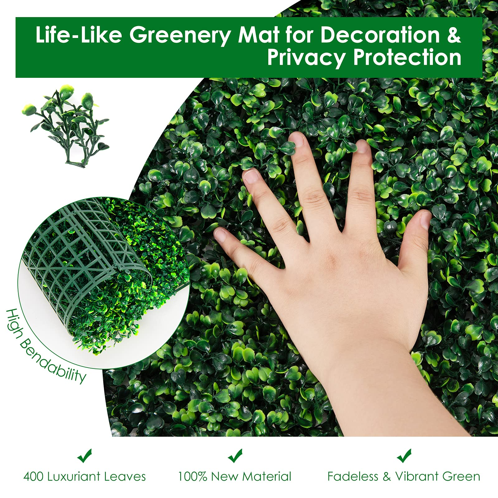 Giantex 12PCS 20x20inch Artificial Boxwood Panels 