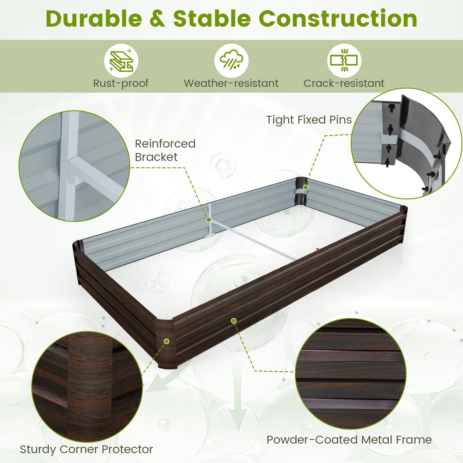Giantex 8x4x1ft Metal Raised Garden Bed, Planter Box with Protective Edges 