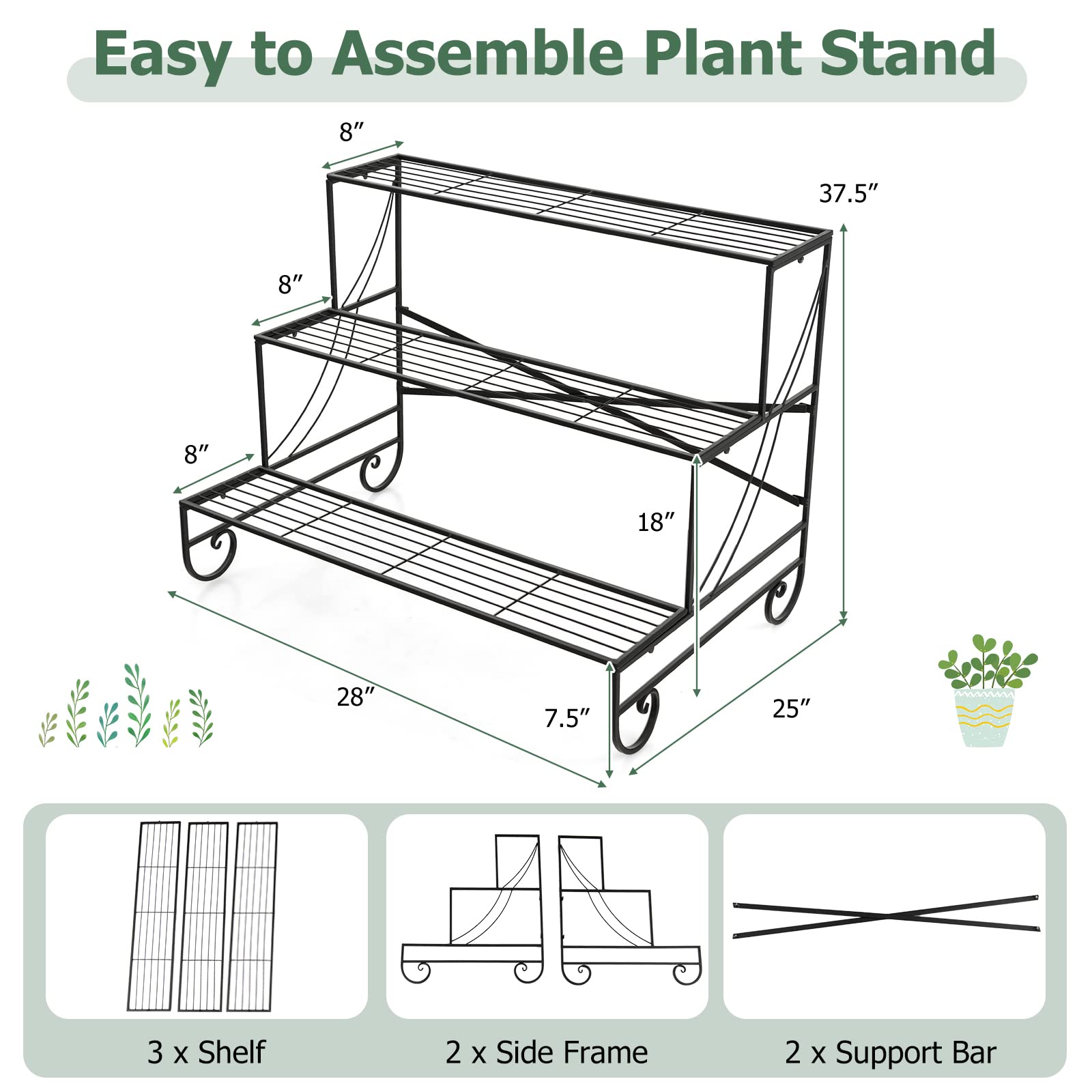 Giantex 3 Tier Metal Plant Stand 