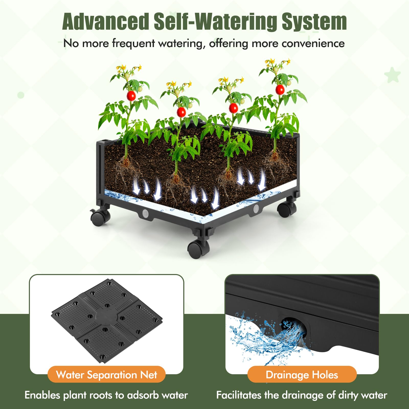 Giantex Rolling Raised Garden Bed with Climbing Trellis 