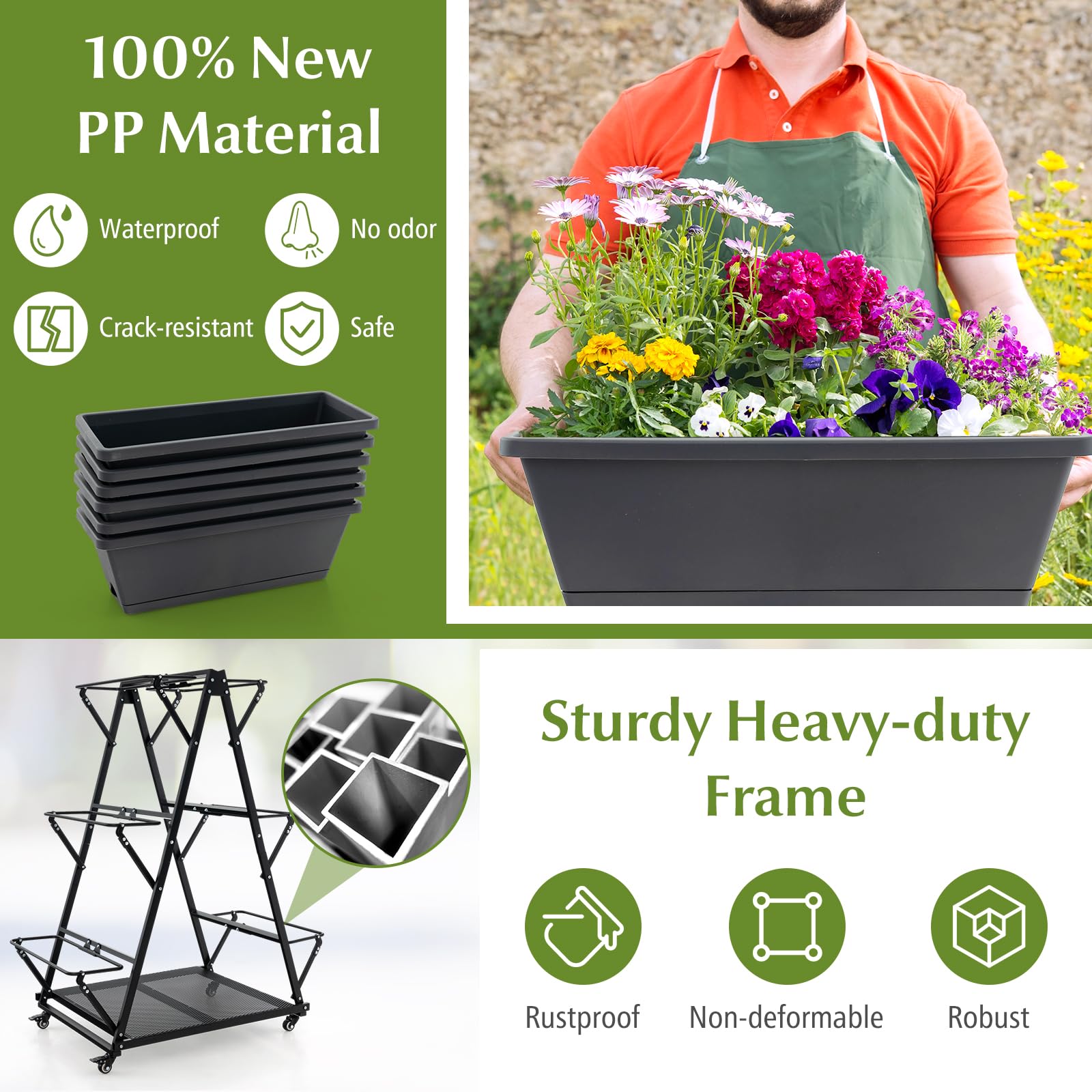 Giantex 6-Tier Rolling Raised Garden Bed 