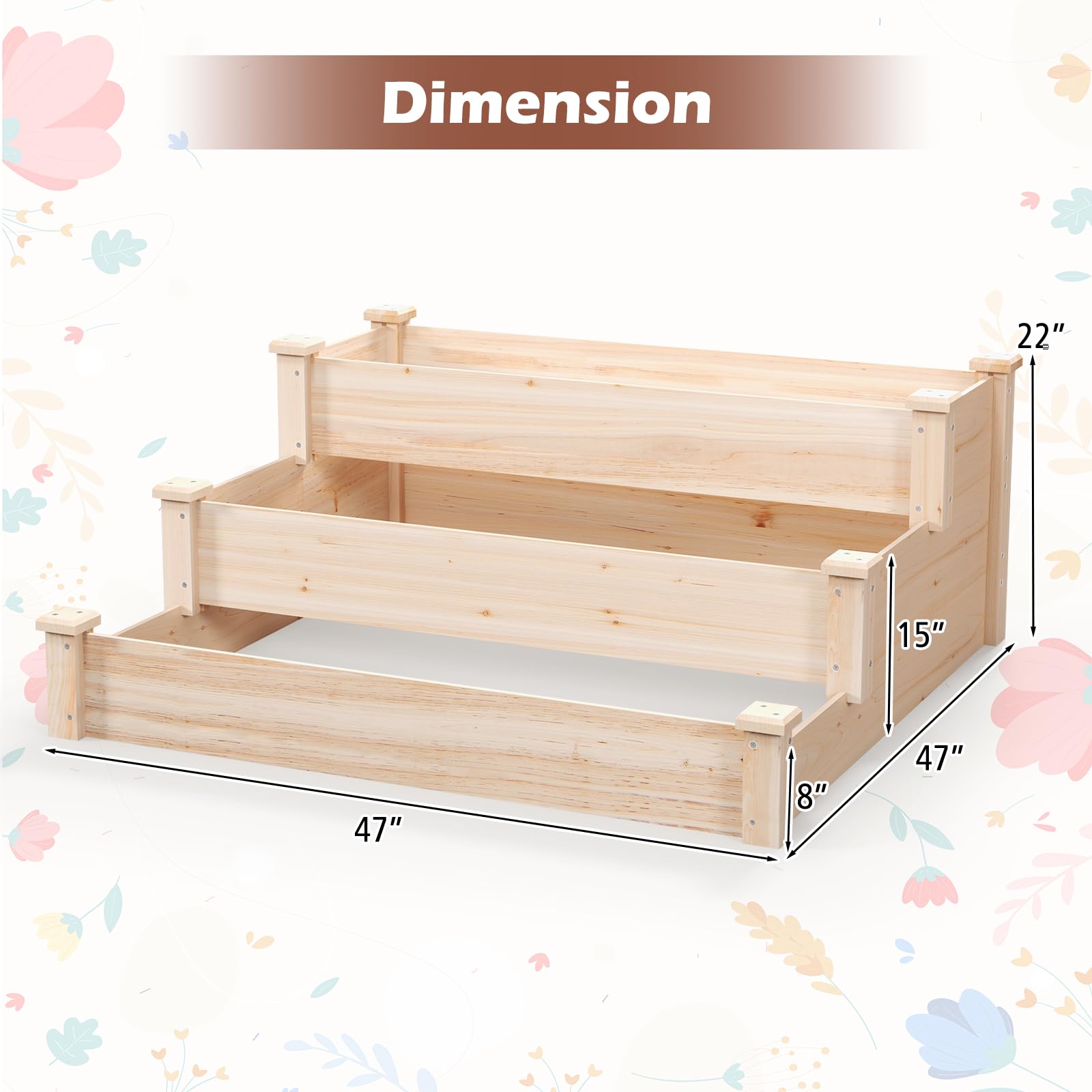 Giantex 3-Tier Raised Garden Bed, Tiered Planter Box 