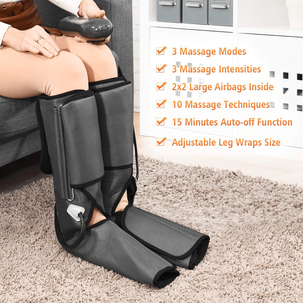 Giantex Foot Leg Massager, Foot and Calf Massage with Handheld Controller, 3 Modes 3 Intensities