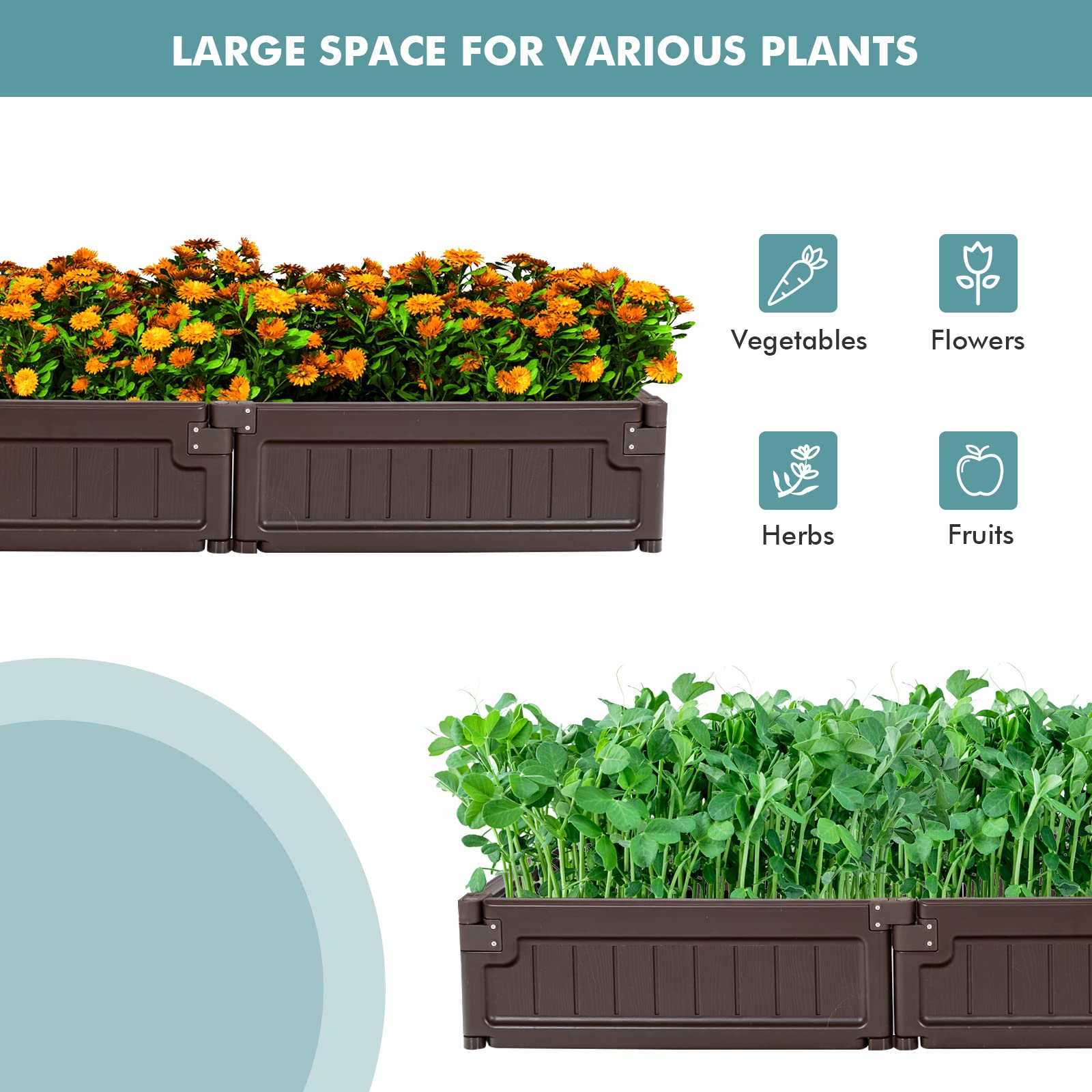 4x4 Ft Planter Raised Bed, Octagon Garden Bed for Vegetable Flower Succulents Fruits 