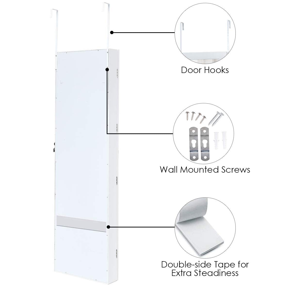 Giantex 15 LEDs Mirror Jewelry Armoire