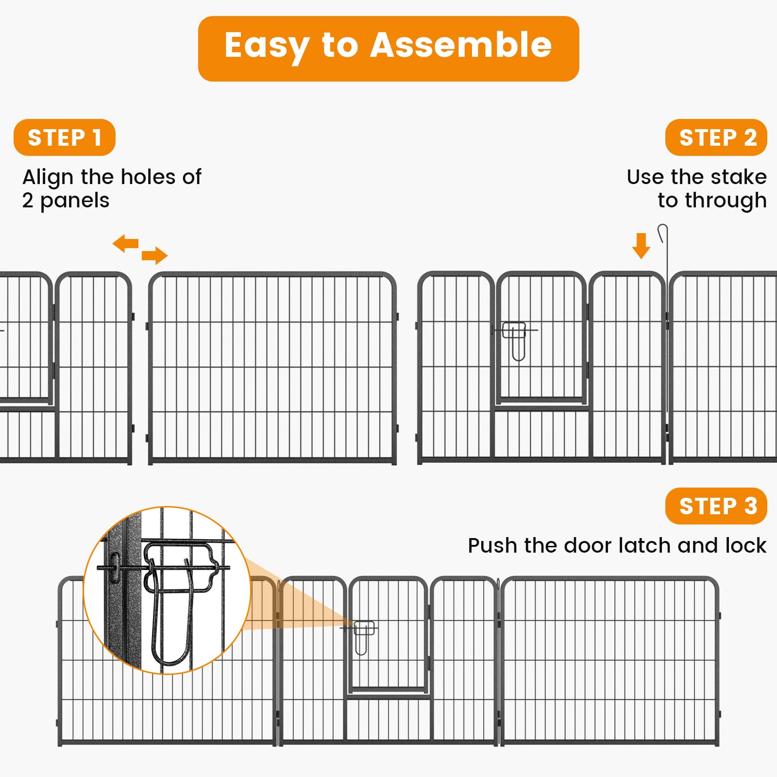 Giantex Dog Playpen Outdoor 24" H - 8/16 Panels Metal Pet Fence for Puppies Small Dogs, Portable Dog Fence for Yard Garden RV Camping 