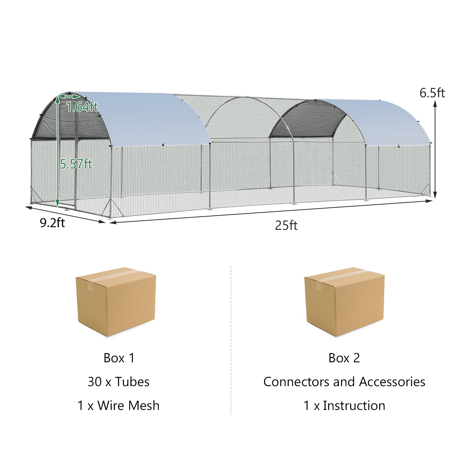Giantex Large Metal Chicken Coop, Dome Shaped Poultry Cage Hen Run House Rabbits Habitat for Backyard Farm Outdoor 