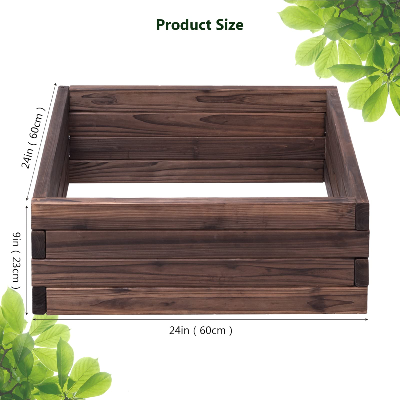 Brown Raised Garden Bed, 24'' L x 24'' W x 10''H 