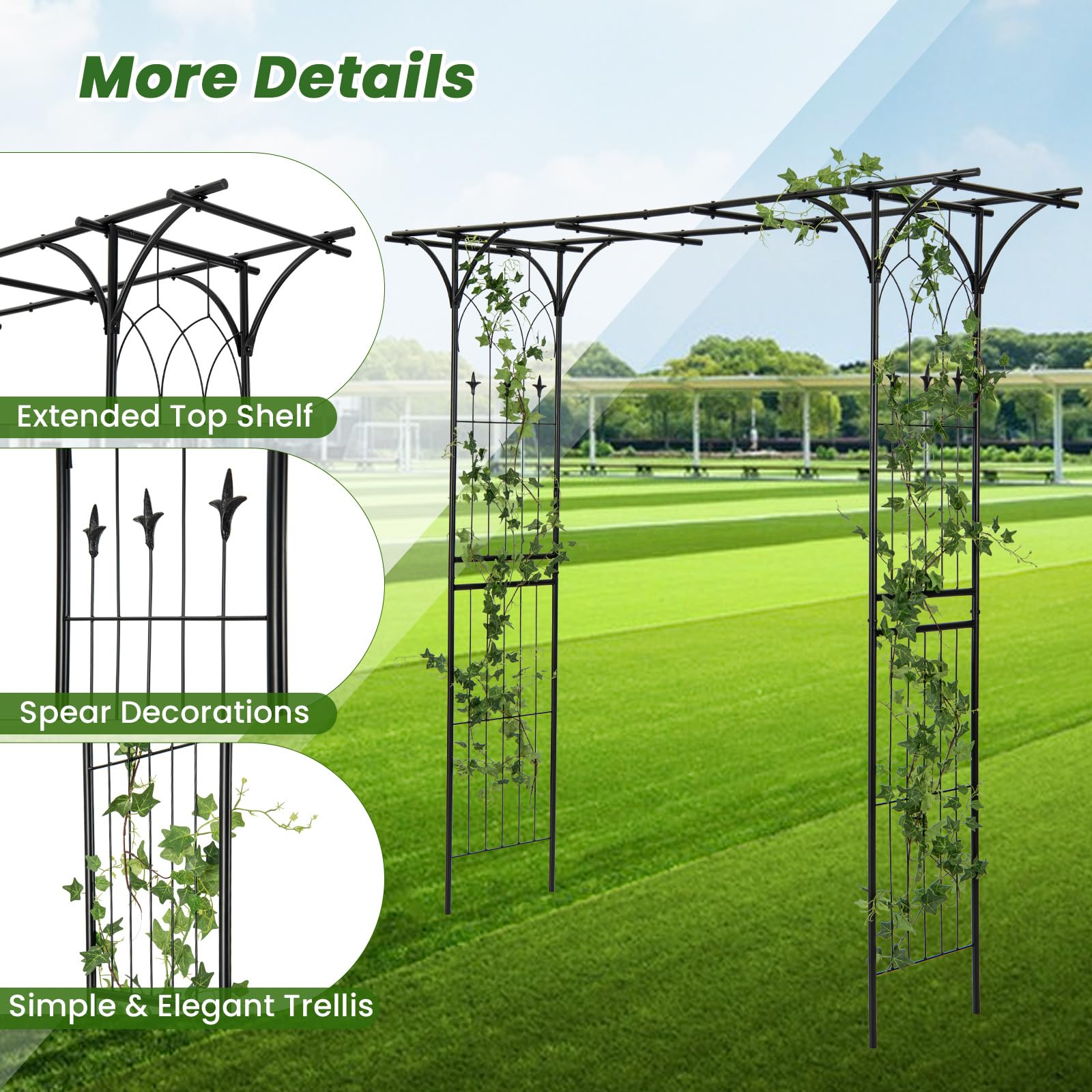 Giantex Garden Arch Trellis - 81''H x 81''W Metal Garden Arbor