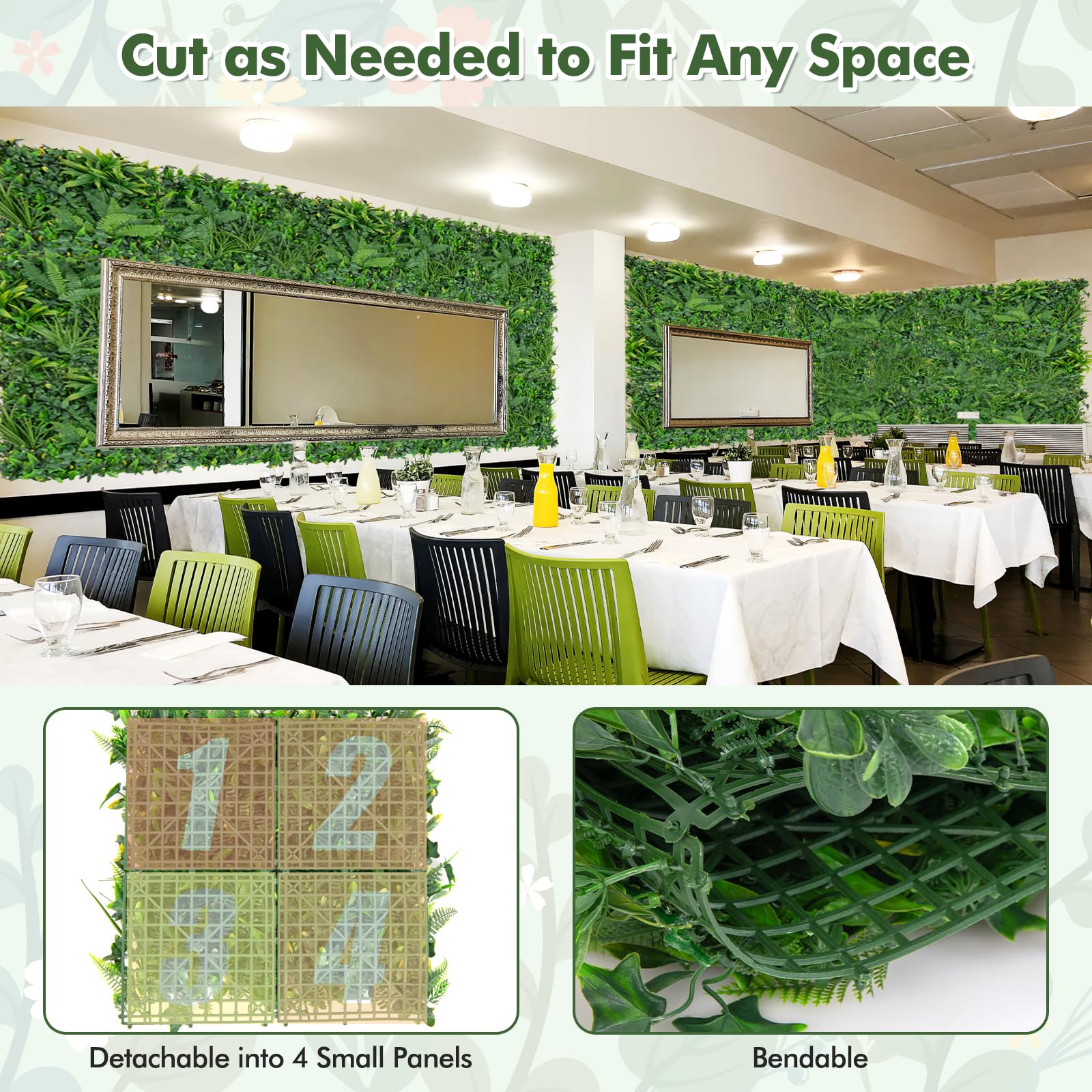 Giantex Grass Wall Panels Backdrop - 4 PCS 20"x20" Artificial Tropical Boxwood Panels 