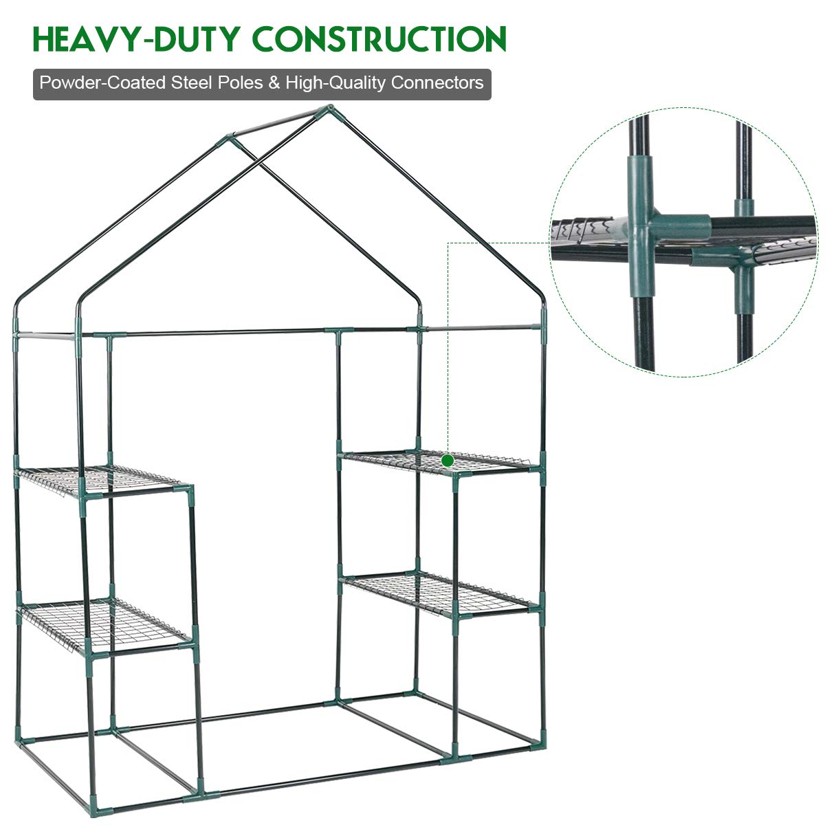 Giantex Greenhouse Outdoor Large Walk-in Plant Green House with 3 Tier Shelves for Plants 