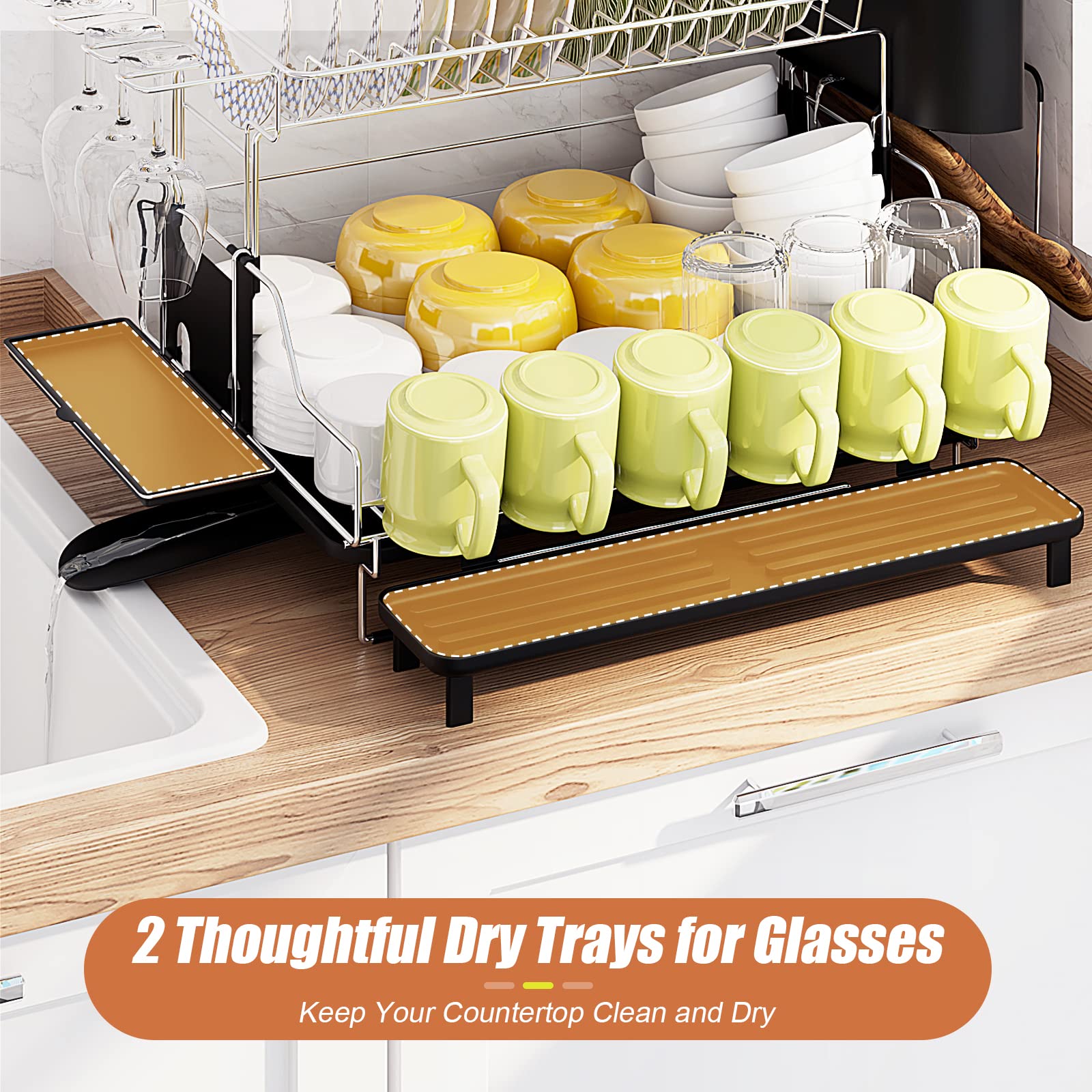 Giantex Large Dish Drying Rack and Drainboard Set 