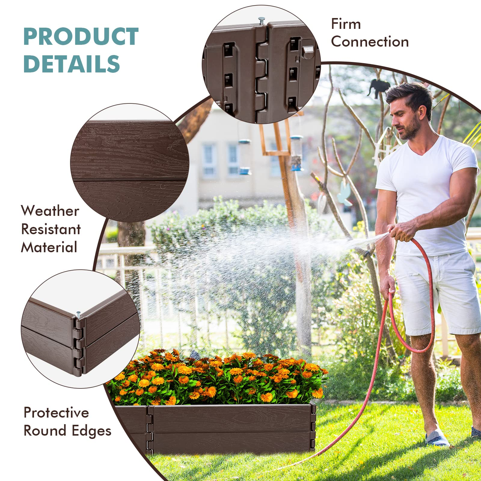 Giantex Planter Raised Bed, 8 Inch Deep, Brown 