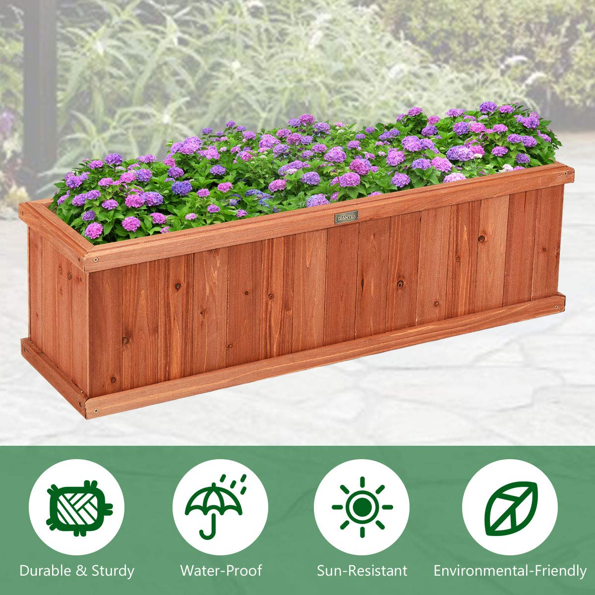 Raised Garden Flower or Vegetable Planter (40"L X 12"W X 12"H) 
