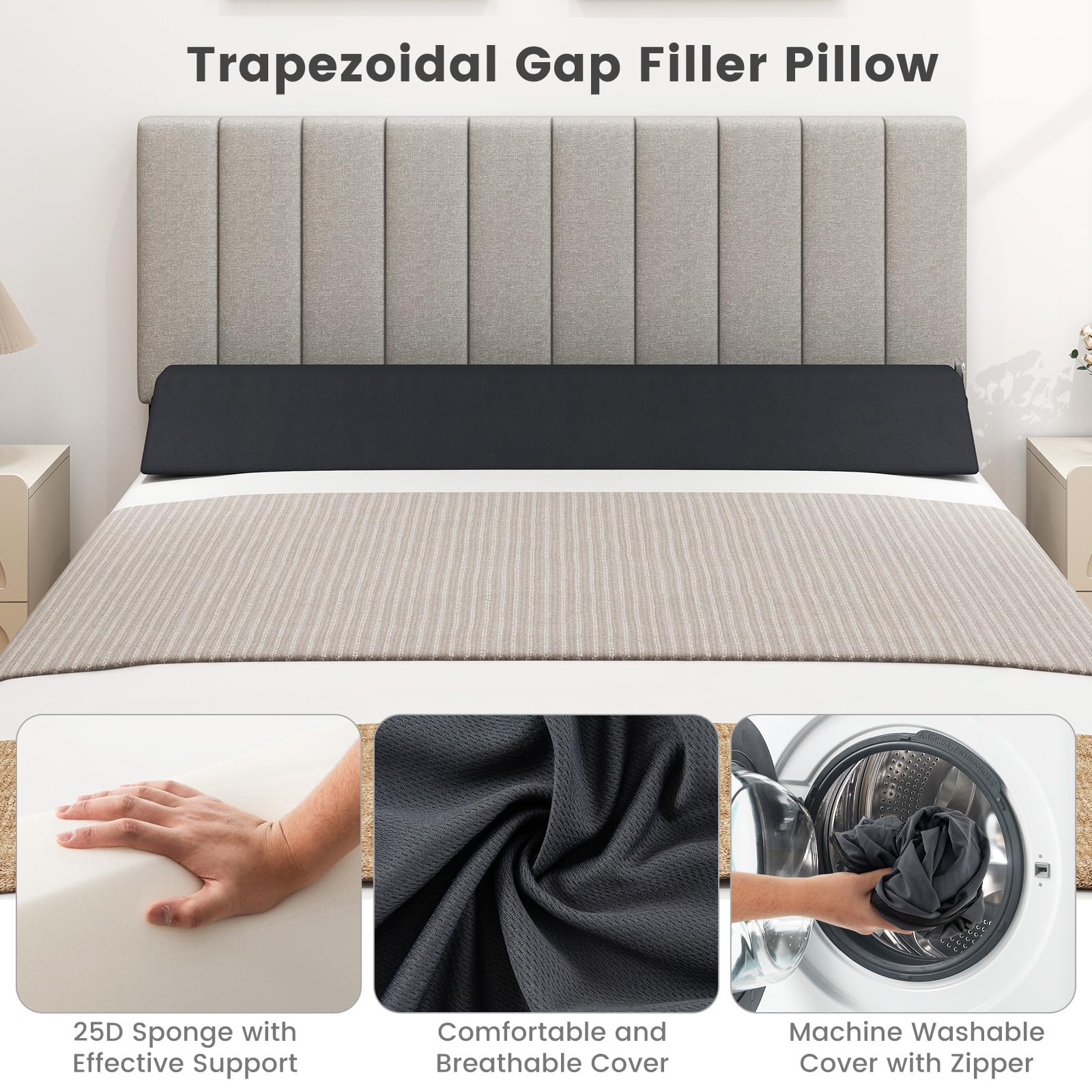 Giantex Bed Wedge Pillow for Headboard Gap Filler 
