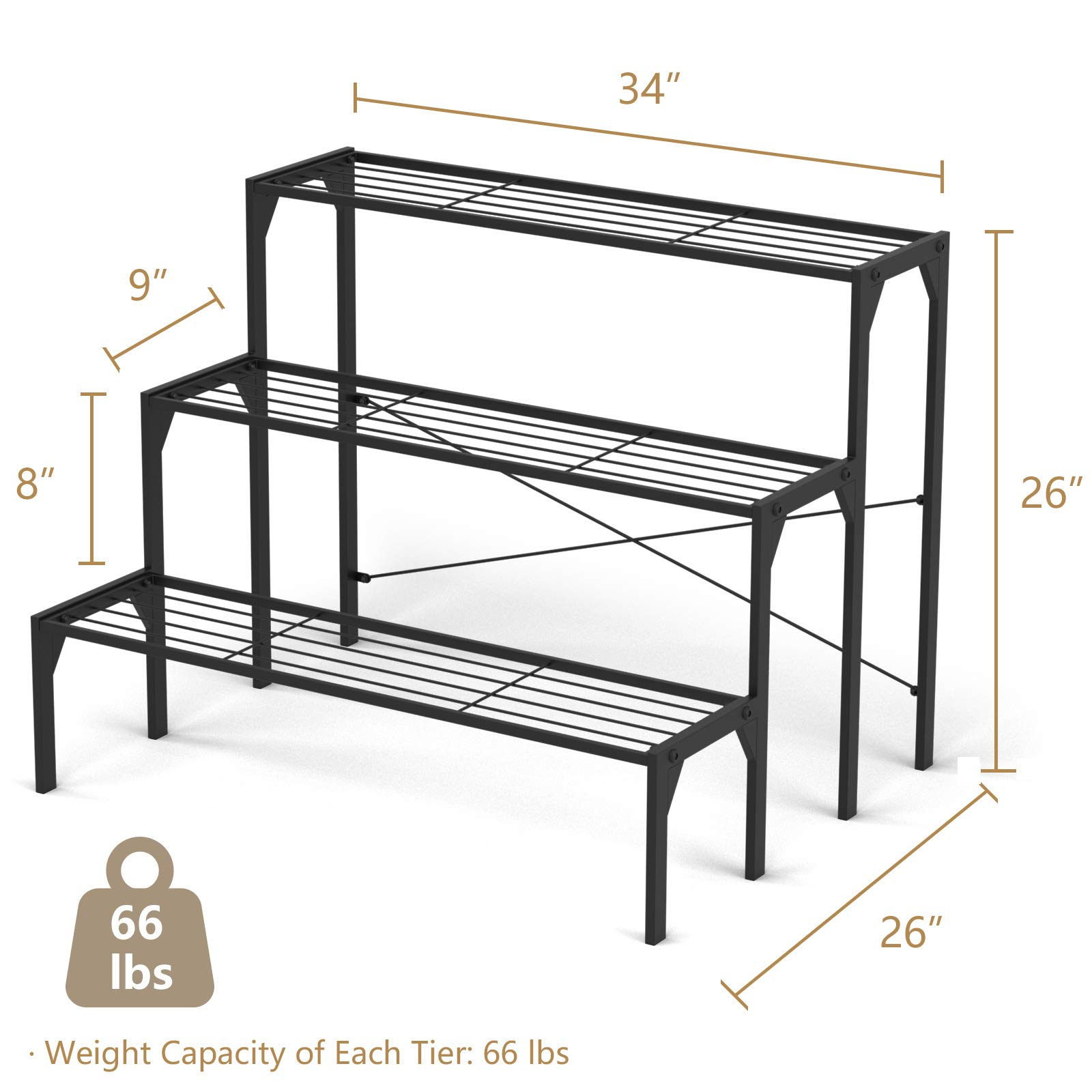 Giantex 3 Tiers Metal Plant Stand, Ladder Flower Pots Holders 