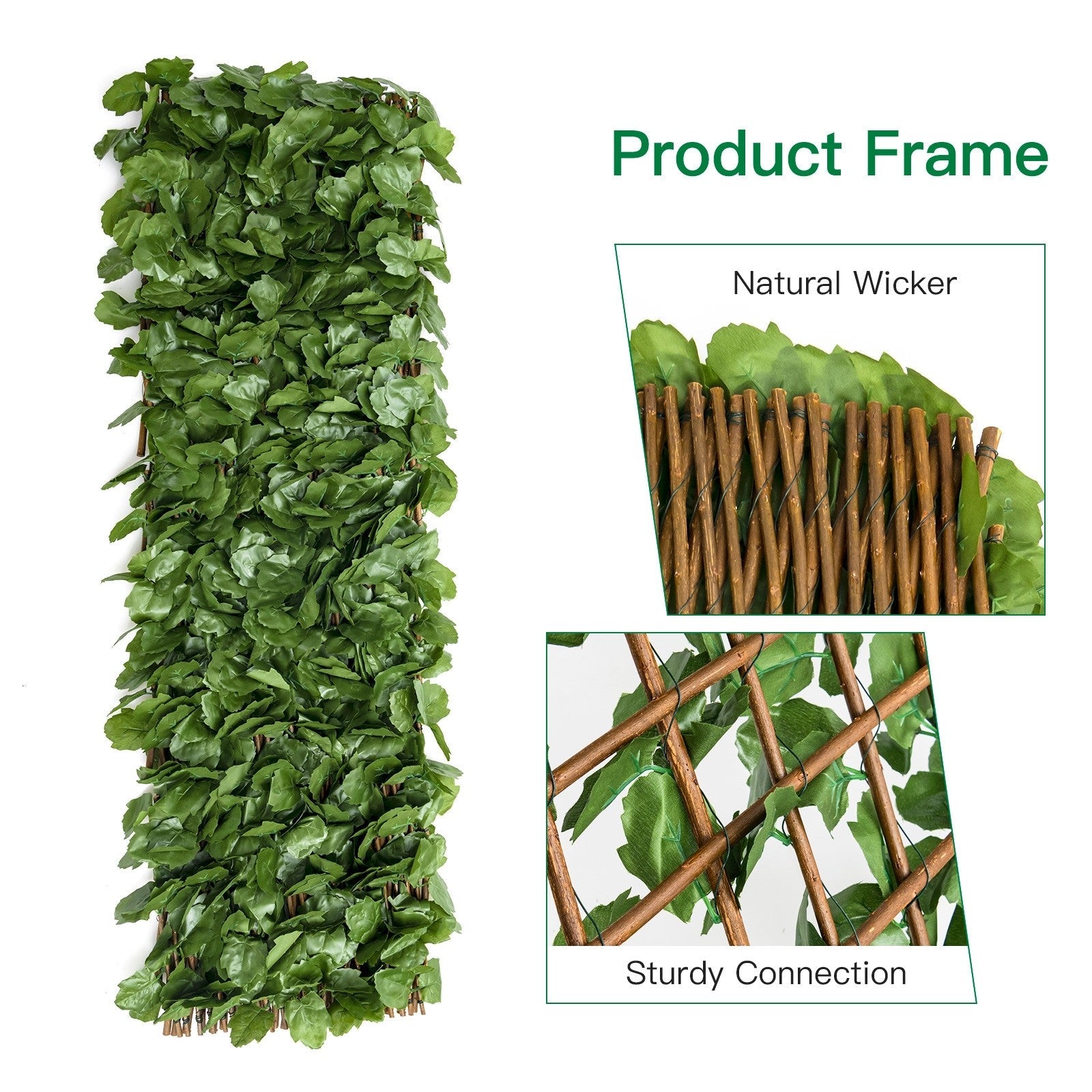 Giantex 3PCS Expandable Artificial Hedges Faux Ivy Leaves Fence 