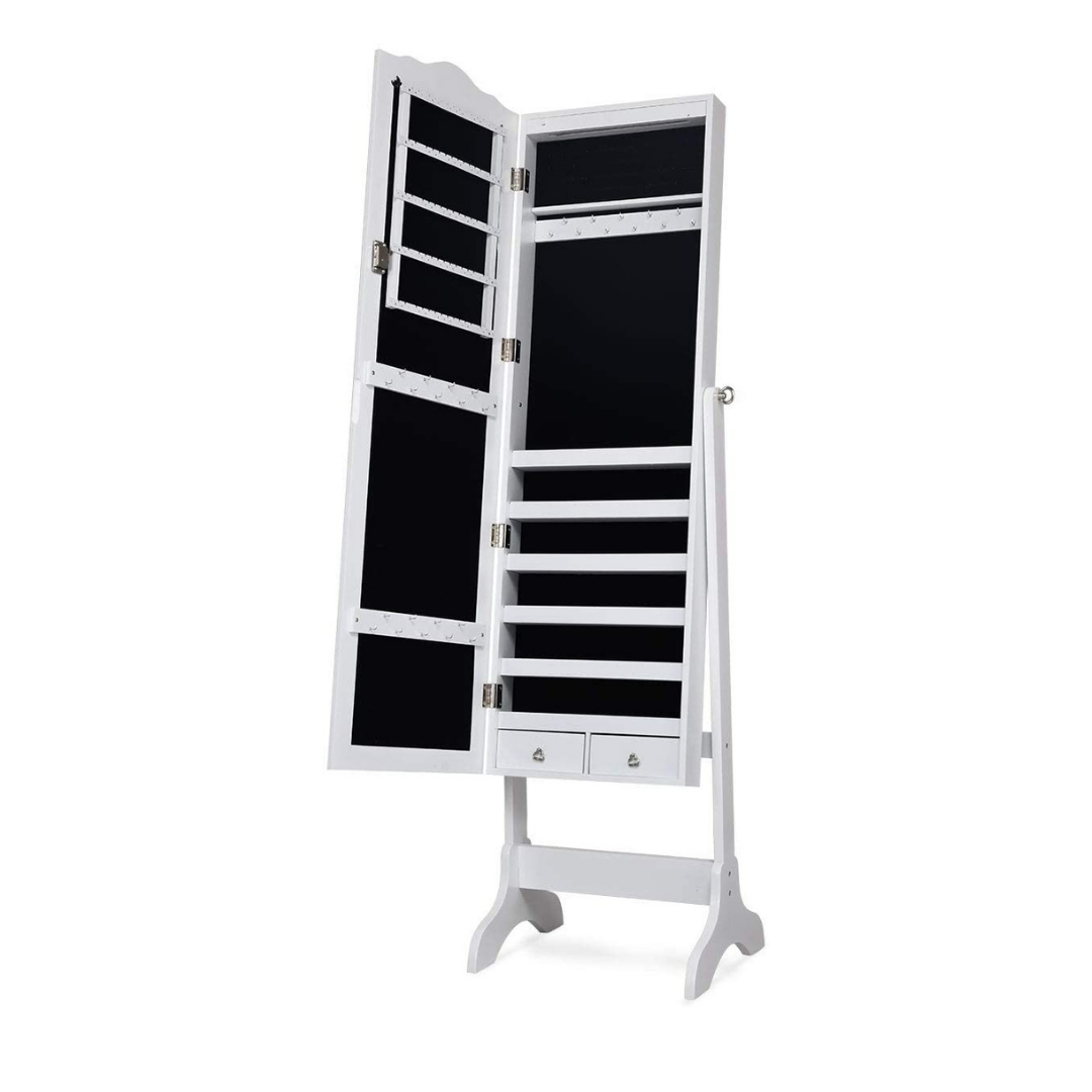 Giantex | 14 LEDs LEDs Jewelry Armoire Cabinet with Full-length Mirror