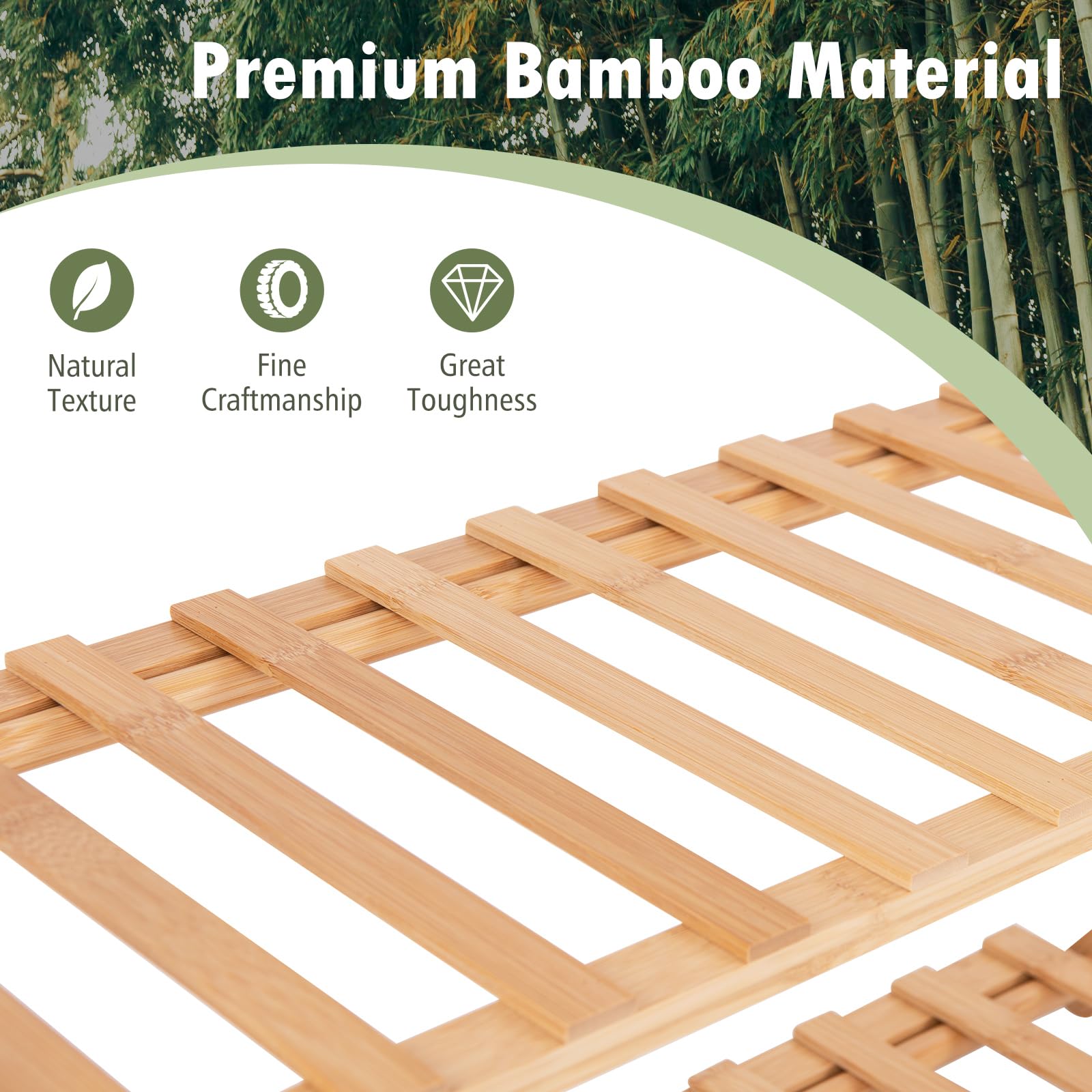 Giantex Bamboo Plant Stand Indoor, 4-Tier Folding Planter Shelf, Foldable Display Rack w/ Slatted Shelves, No Assembly 