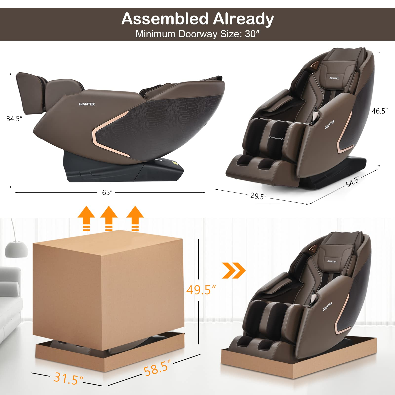 Giantex Full Body Massage Chair, Zero Gravity Recliner Chair on Wheels 