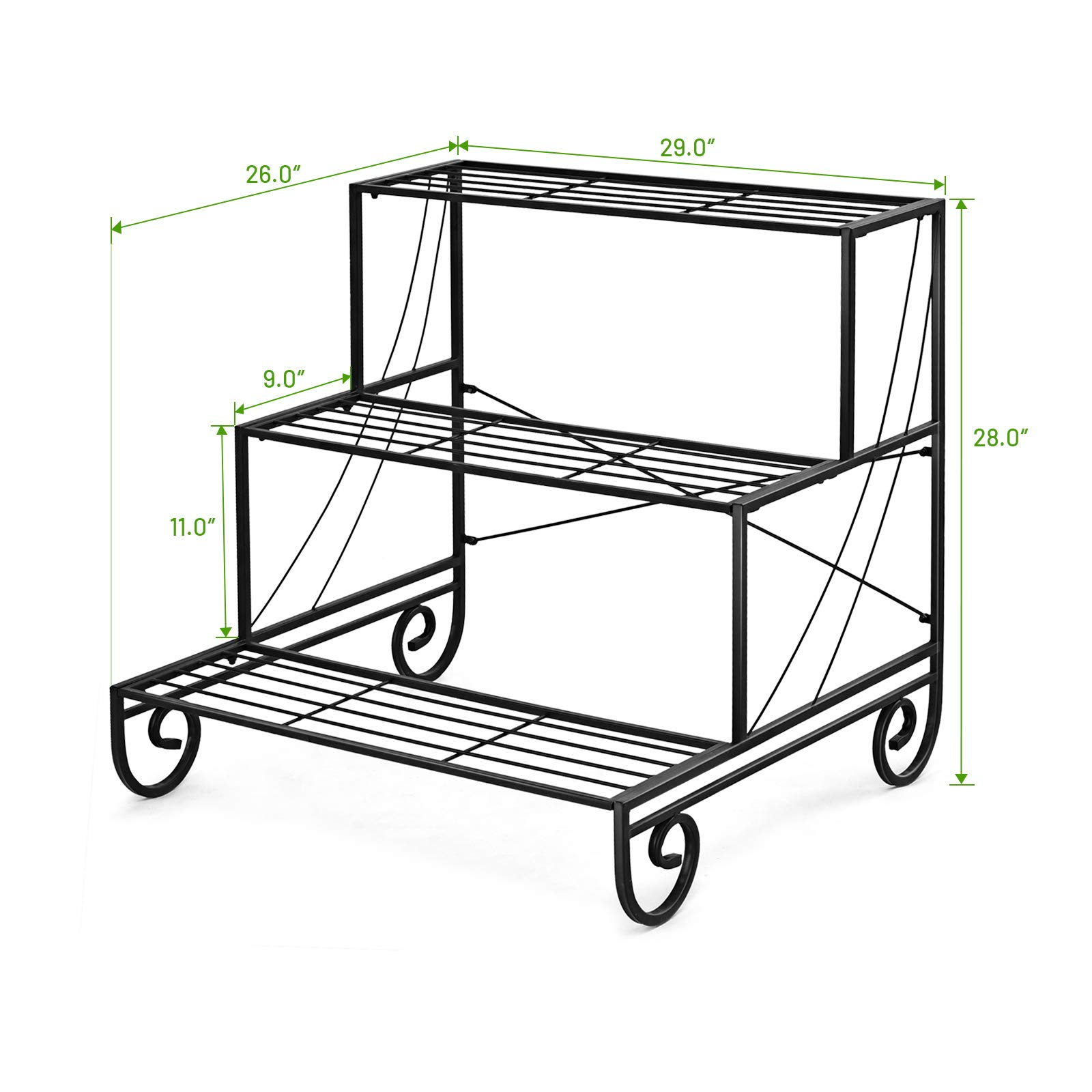 Giantex 3 Tier Metal Plant Stand, Stair Style Flower Pot Holder 