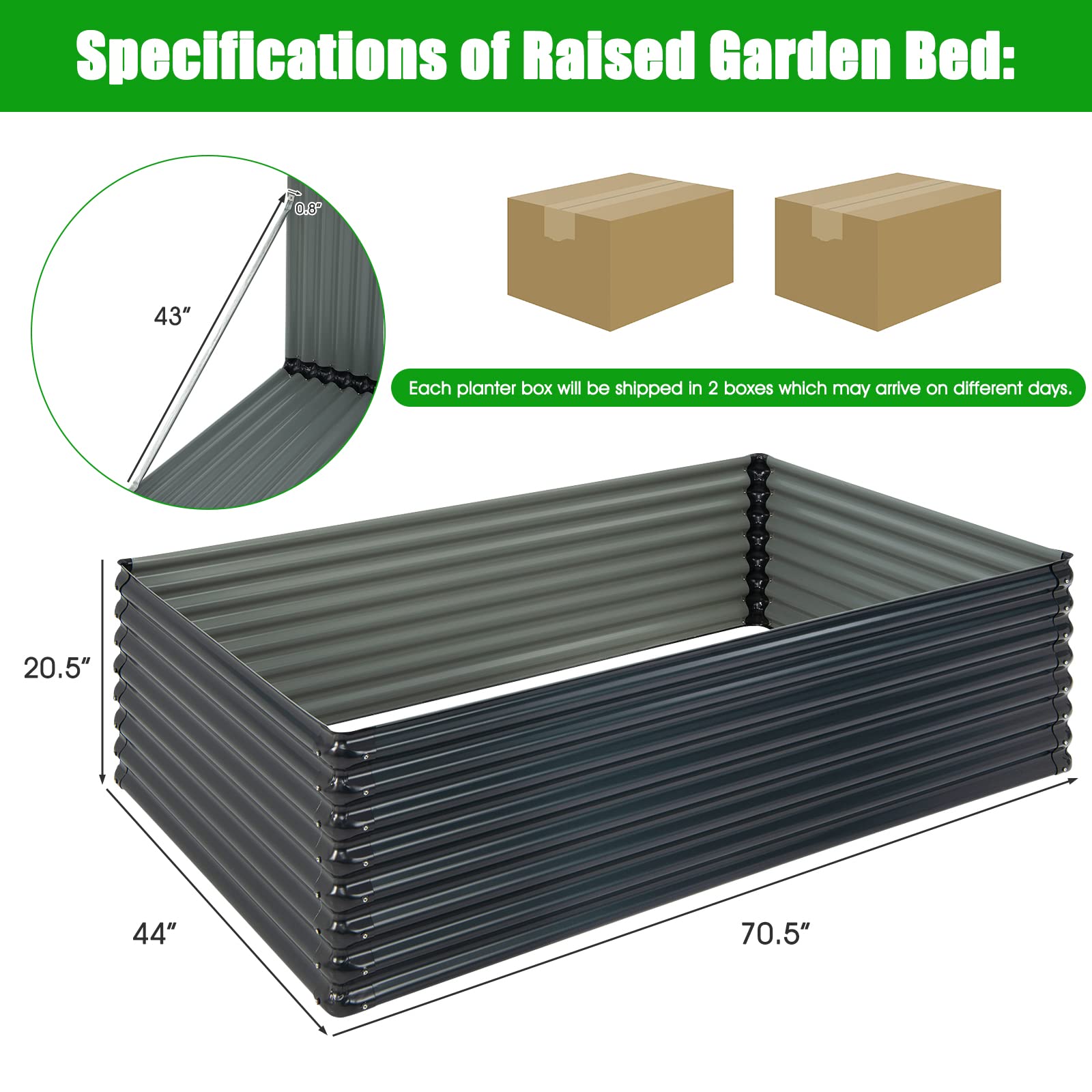 Giantex Galvanized Raised Garden Bed 