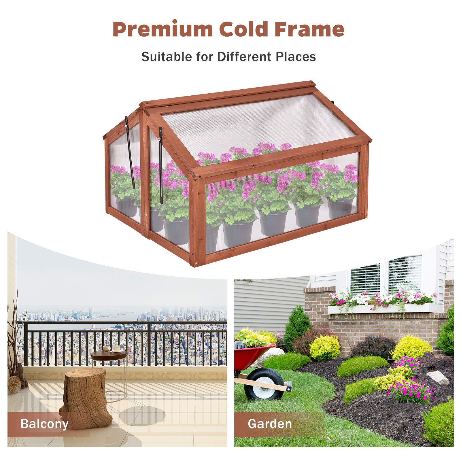 Garden Portable Wooden Cold Frame Flower / Planter Protection 