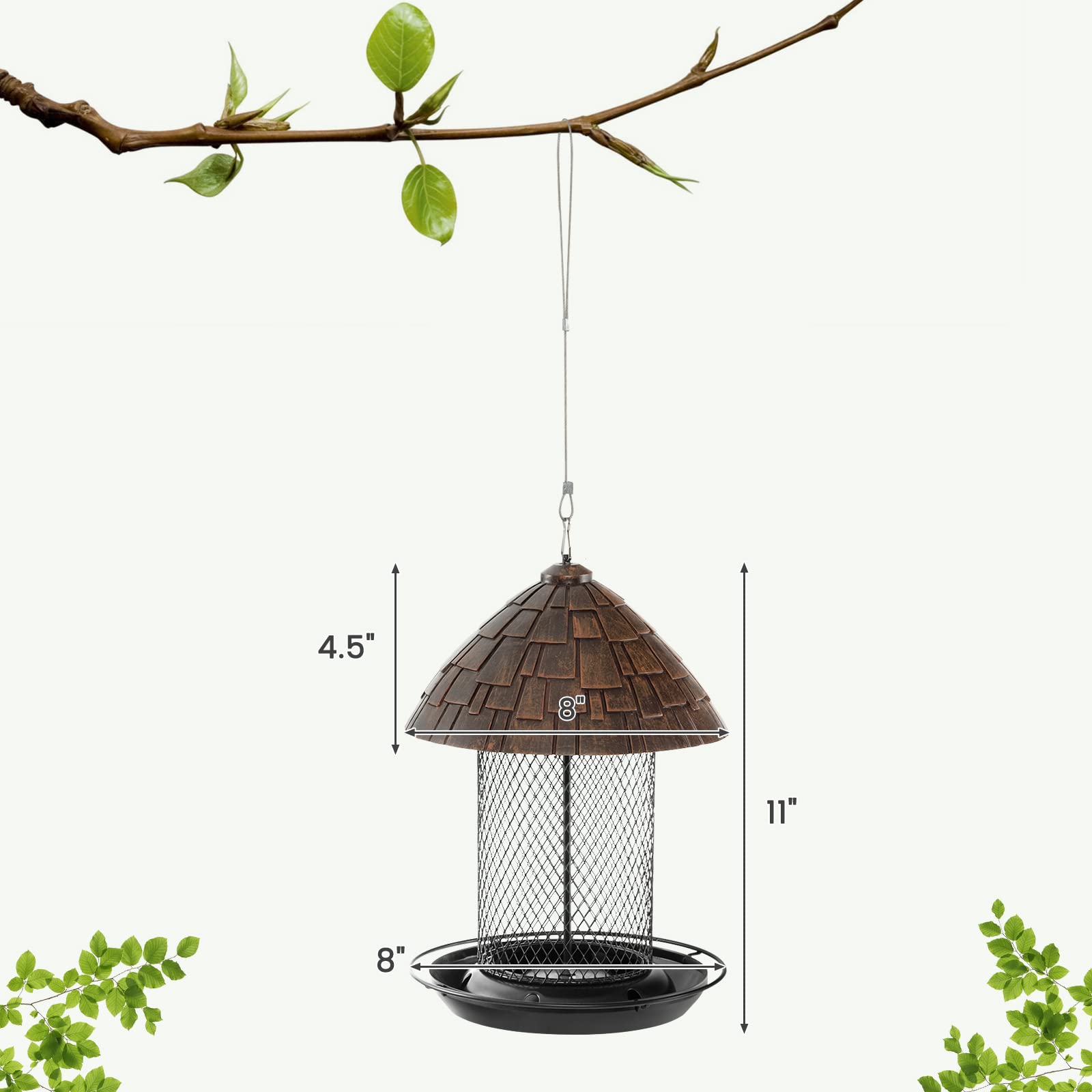 Giantex Bird Feeder, Hanging Wild Bird Feeders with Squirrel Proof Metal Mesh 