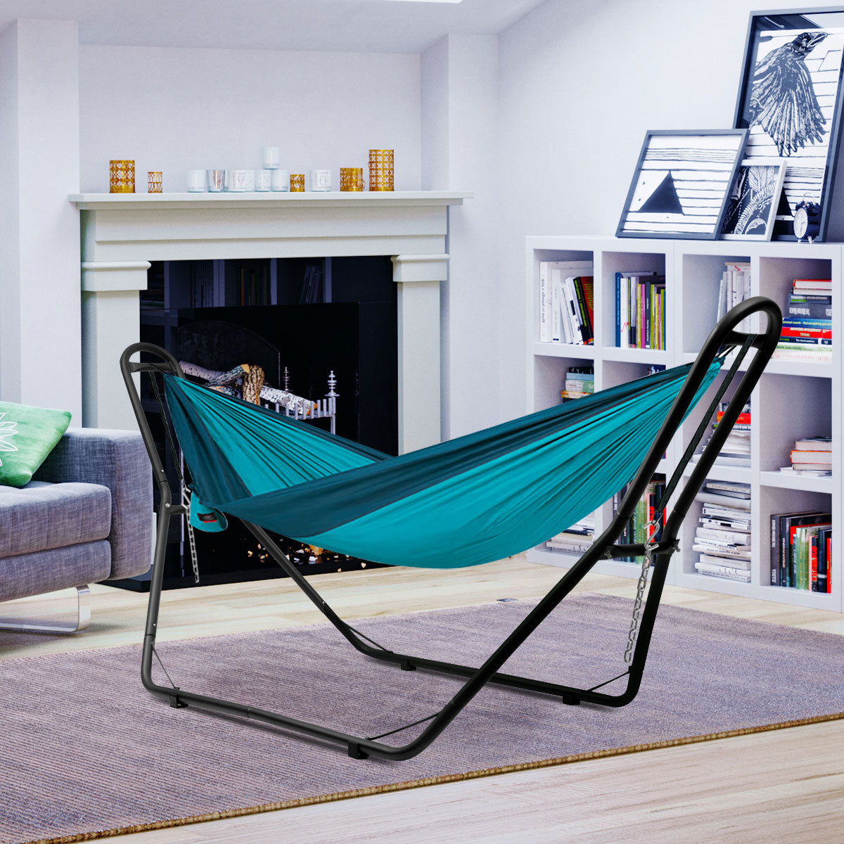 Giantex Multi-Use Universal Hammock Stand, 550LBS Capacity Adjustable Heavy Duty Hammock (Black) 