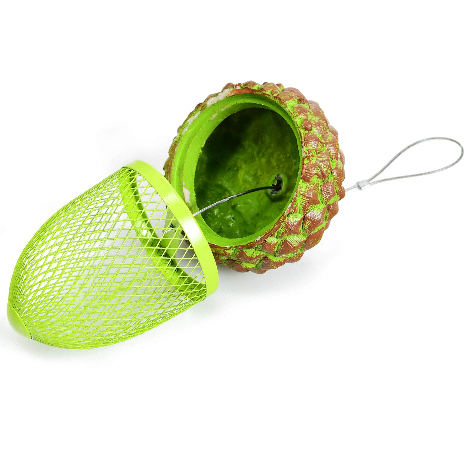 Giantex Metal Acorn Bird Feeder, Outdoor Hanging Food Dispenser with Stainless Steel Wire and Iron Grid 