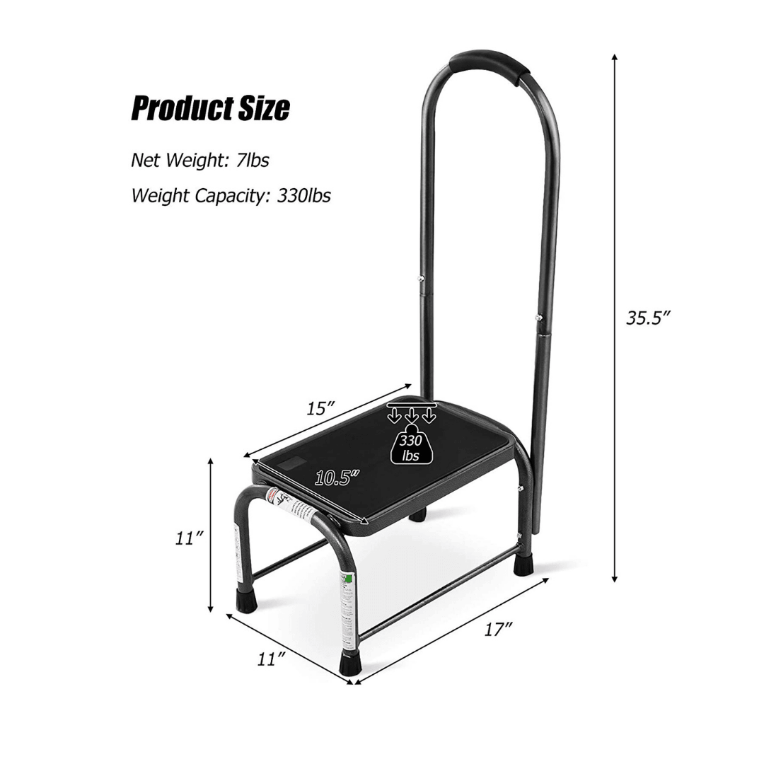 Step Stool with Handle, Medical Step Stool w/ Handle and Non Skid Rubber Platform