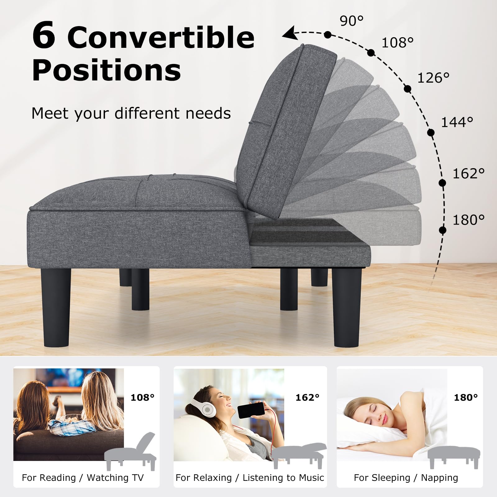 Giantex Convertible Futon Sofa Bed, Upholstered Folding Recliner 